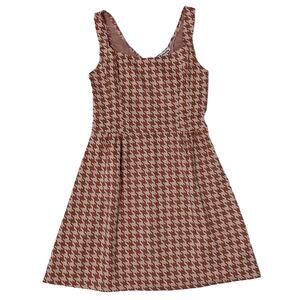 Love Ady Houndstooth Pattern Dress Preppy Fit & Flare Mini Women's Size M/L Pink